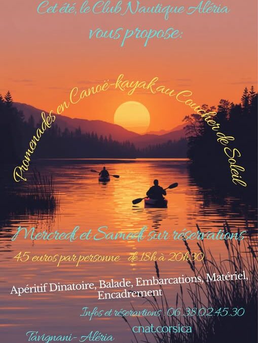 PROMENADE ET APÉRITIF EN CANOË AU COUCHER DU SOLEIL – ALERIA